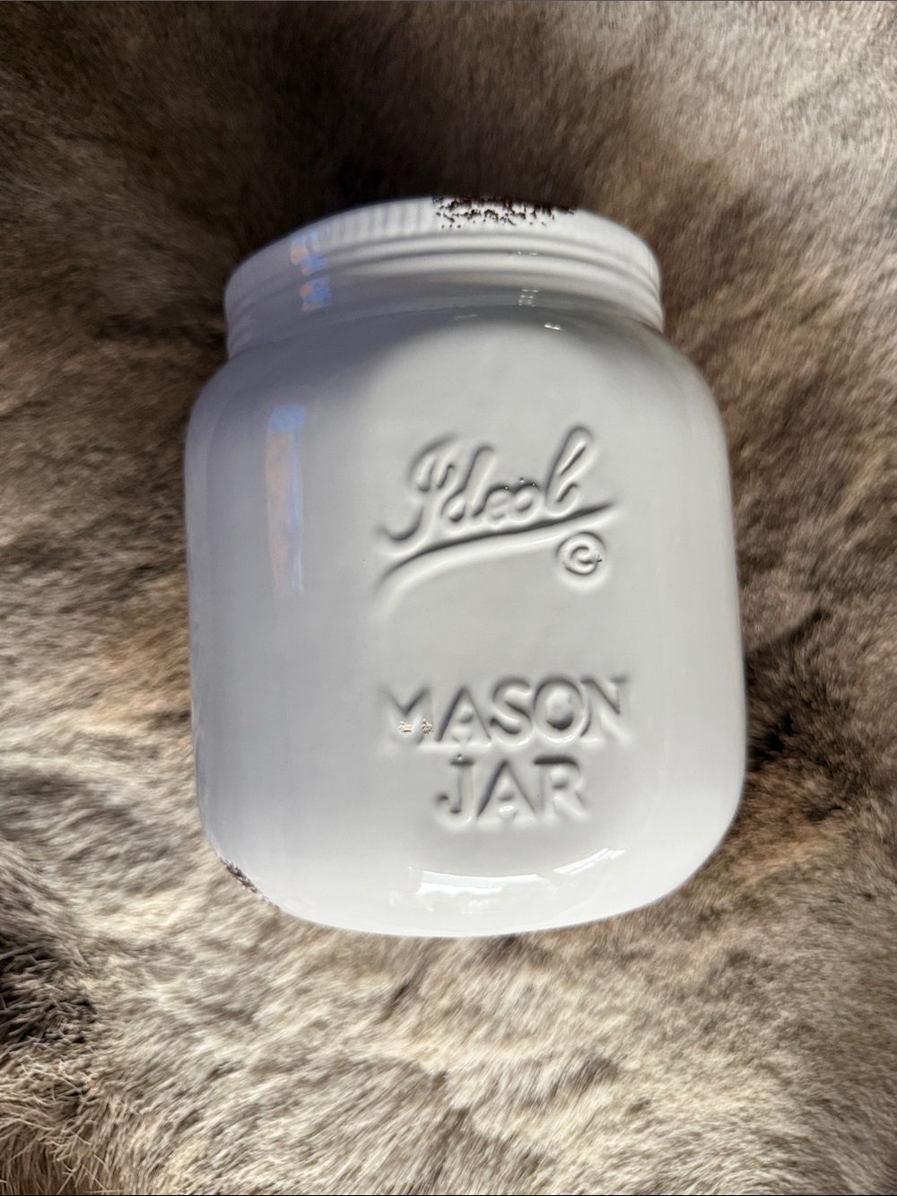 White Mason Jar Ceramic Utensil Holder
